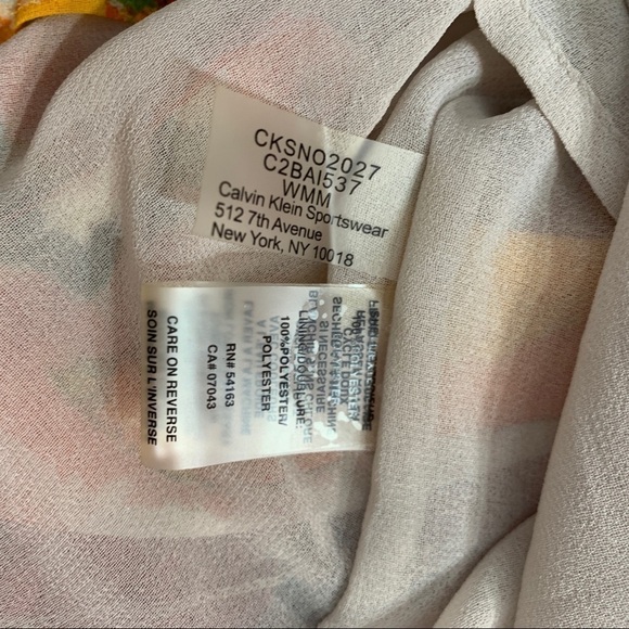 CALVIN Klein Multi Colour Round Neck Peasant Top Blouse Size XS - Picture 9 of 10